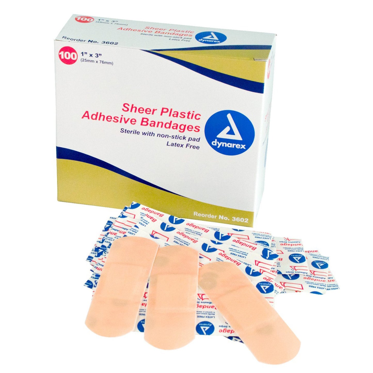 Dynarex Adhesive Strip 1 X 3 Inch Plastic Rectangle Sheer Sterile (953299_CS)