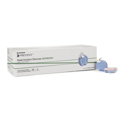 McKesson Prevent® Pediatric Lancet 2.5 mm Blade Retractable Push Button Activation Heel (1217980_BX)