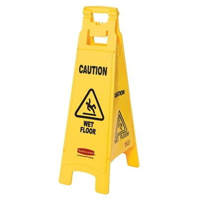Rubbermaid Floor Safety Signs, Caution Wet Floor, Yellow, 37X12 (640-FG611477YEL)