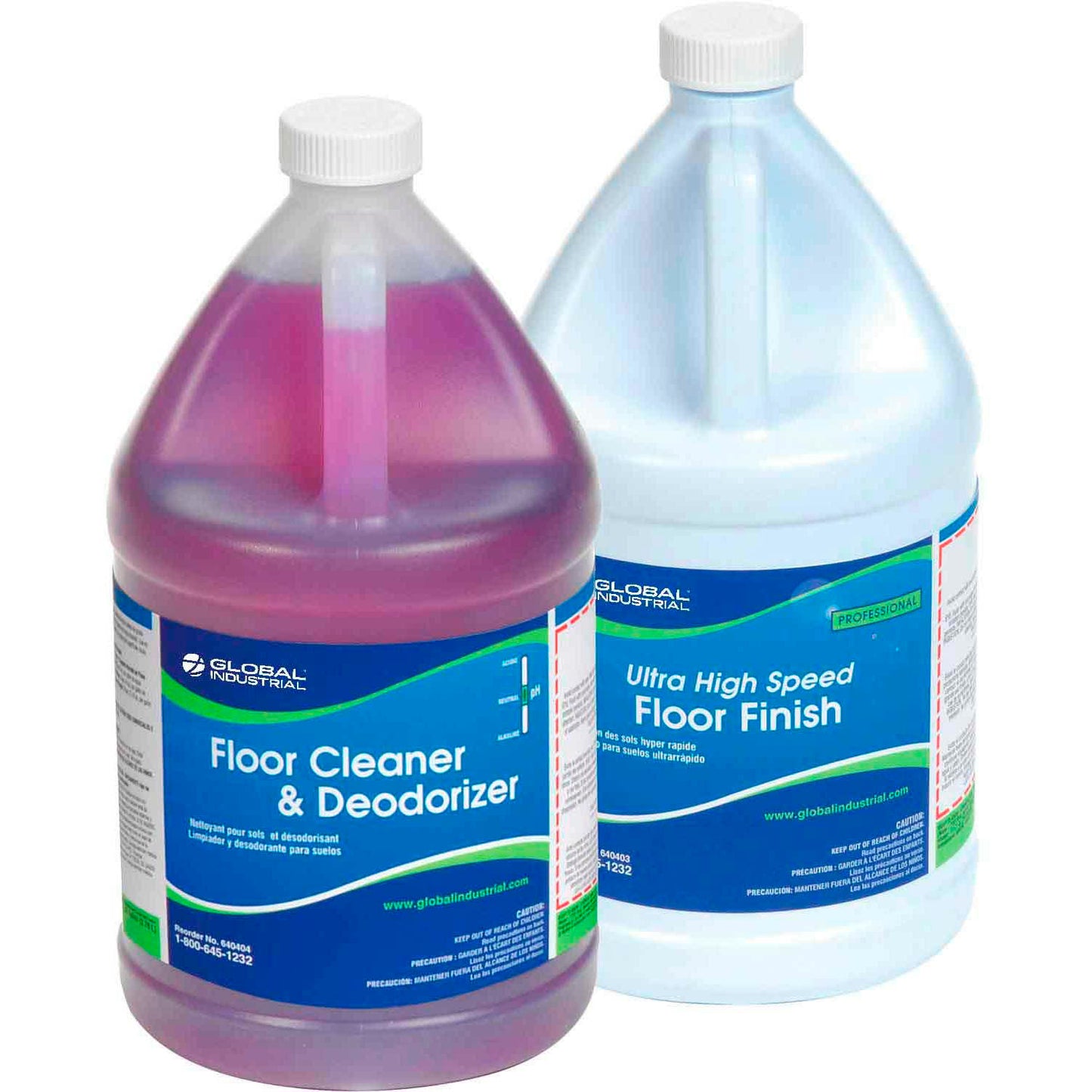 Global Industrial Floor Cleaning Kit, Floor Cleaner & Finish, 1 Gallon Bottles, 2/Case (WB640640)