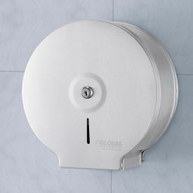 Global Industrial Stainless Steel Jumbo Bathroom Tissue Dispenser - One 9" Roll (WB640903)