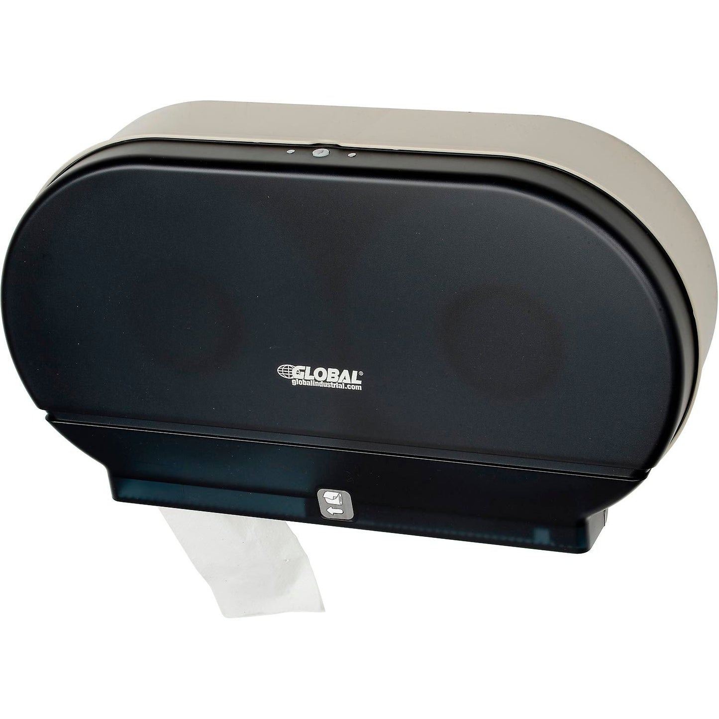 Global Industrial Plastic Twin Jumbo Roll Toilet Tissue Dispenser, Two 9" Rolls, Gray (WB640933)
