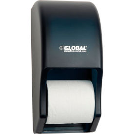 Global Industrial Plastic Standard Double Toilet Tissue Dispenser, Two 5-1/4" Rolls, Gray (WB640934)