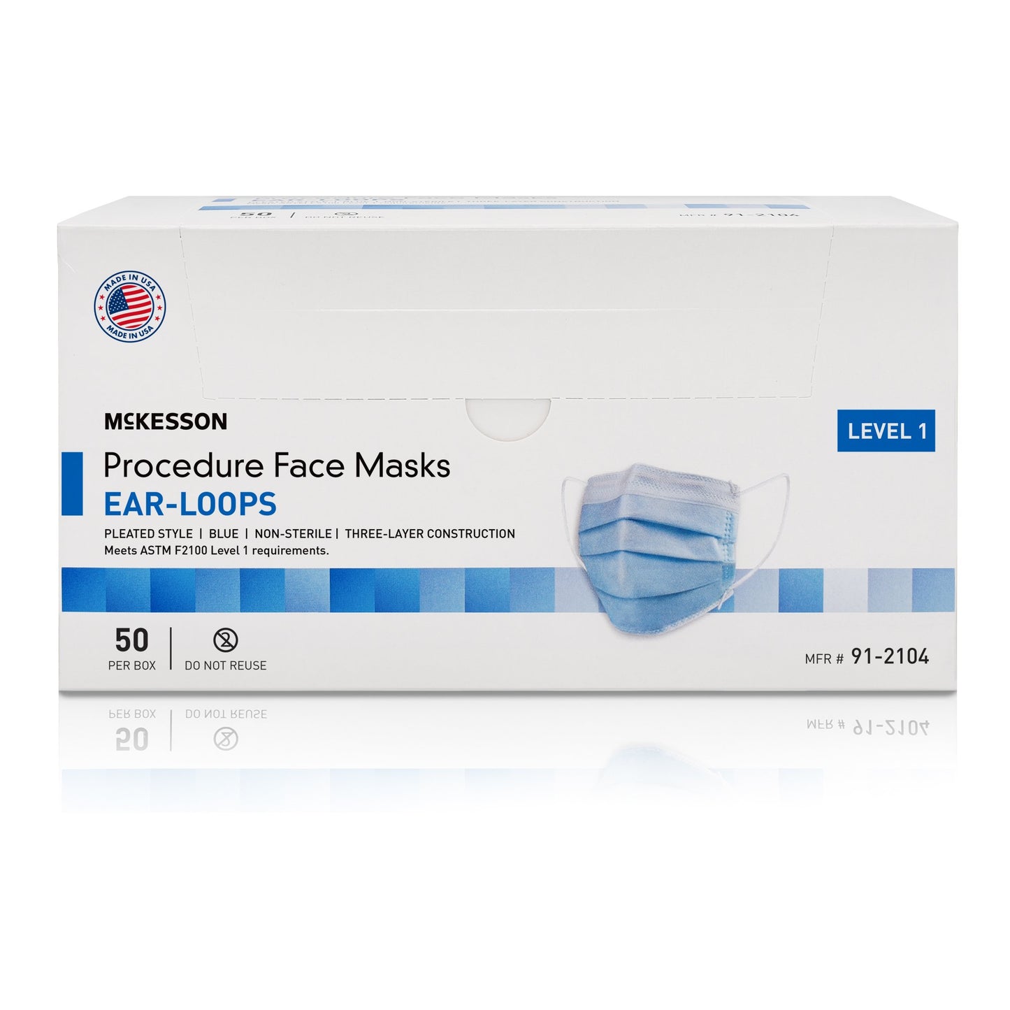 McKesson Procedure Mask ASTM Level 1 Earloops One Size Fits Most (1221951_CS)