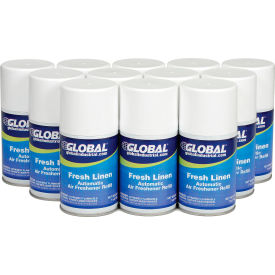Global Industrial Automatic Air Freshener Refills, Fresh Linen 7 oz. Can - 12 Refills/Case (WB641081)