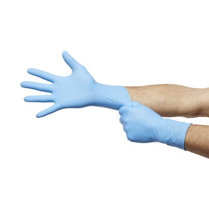 McKesson Confiderm® 6.5CX Exam Glove Small NonSterile Nitrile Extended Cuff Length Textured Fingertips Blue Chemo Tested (921606_BX)