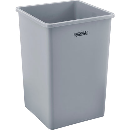 Global Industrial Square Plastic Trash Can, 35 Gallon, Gray (WB641439GY)