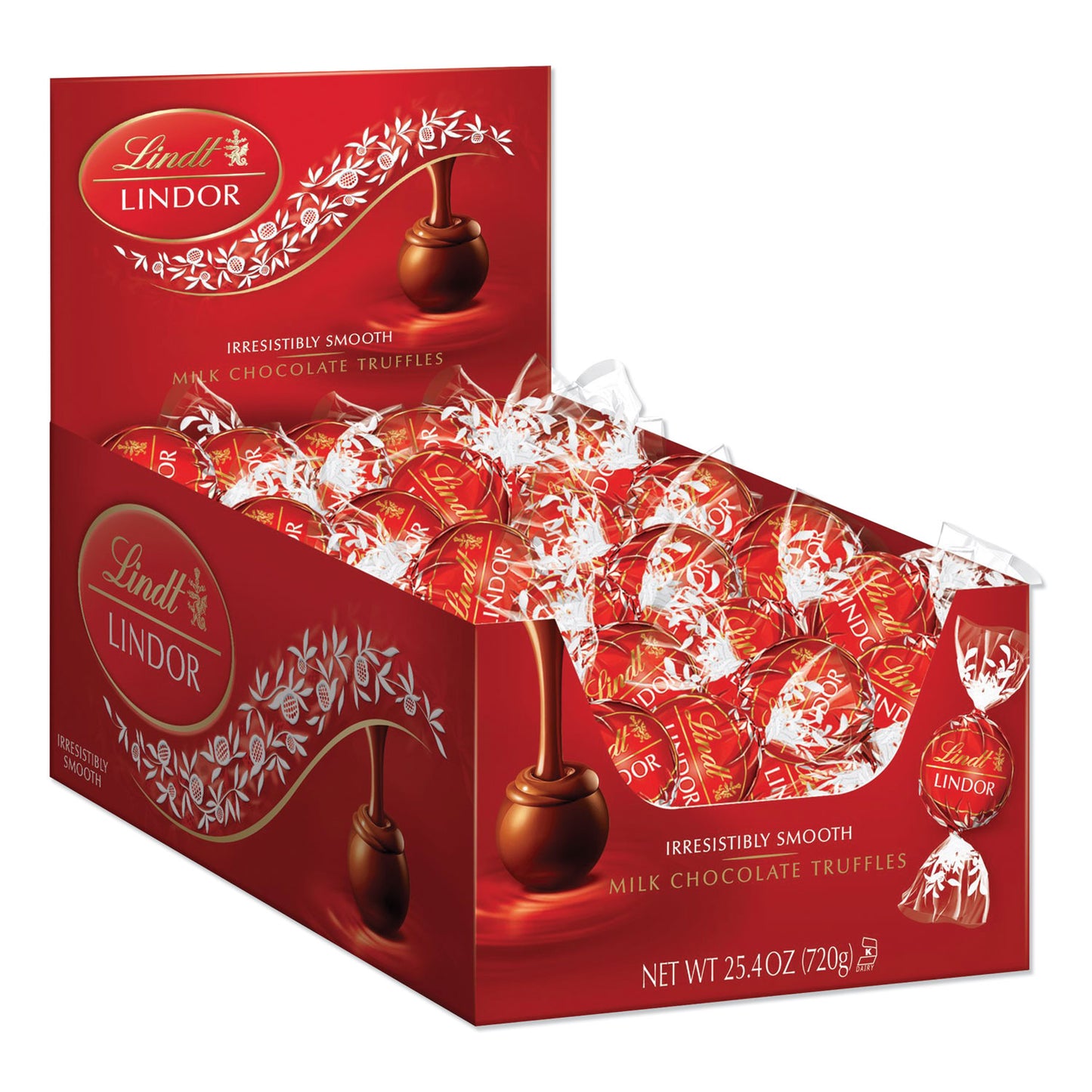 Lindt Lindor Milk Chocolate Truffles, 25.4 oz Box, 60/Box (LSPLAS3512)