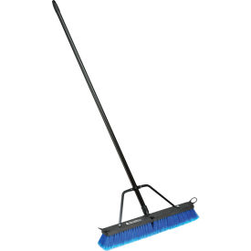 Global Industrial 24" Push Broom W/ Plastic Block & Steel Handle, Multi-Surface Sweep (WB641535)