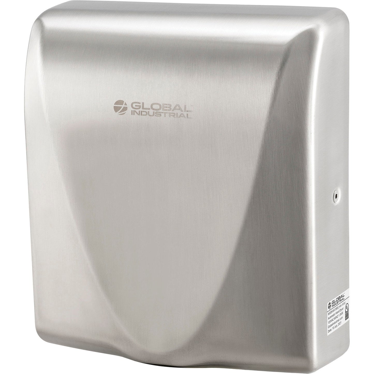 Global Industrial High Velocity Automatic Thin Hand Dryer, ADA, Brushed Stainless, 120V (WB641565)
