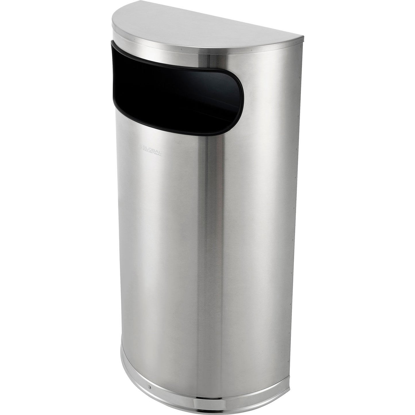Global Industrial Half Round Side Open Trash Can, 9 Gallon, Matte Stainless Steel (WB641594SS)