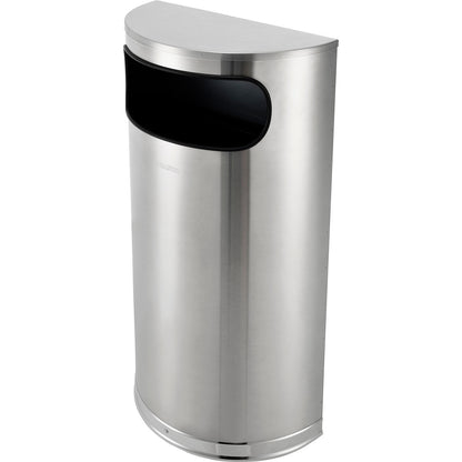 Global Industrial Half Round Side Open Trash Can, 9 Gallon, Matte Stainless Steel (WB641594SS)