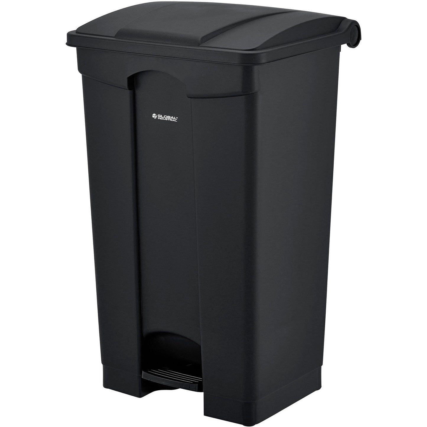 Global Industrial Plastic Rectangular Step On Trash Can, 23 Gallon, Black (WB641599BK)