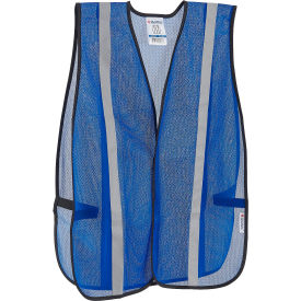 Global Industrial Hi-Vis Safety Vest, 1" Reflective Strips, Mesh, Blue, One Size (WB641643B)