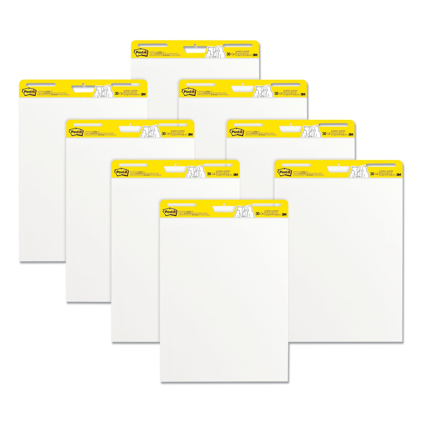Post-it® Easel Pads Super Sticky Vertical-Orientation Self-Stick Easel Pads, Unruled, (30) White 25 x 30 Sheets, 8/Pack (MMM559VAD8PK)