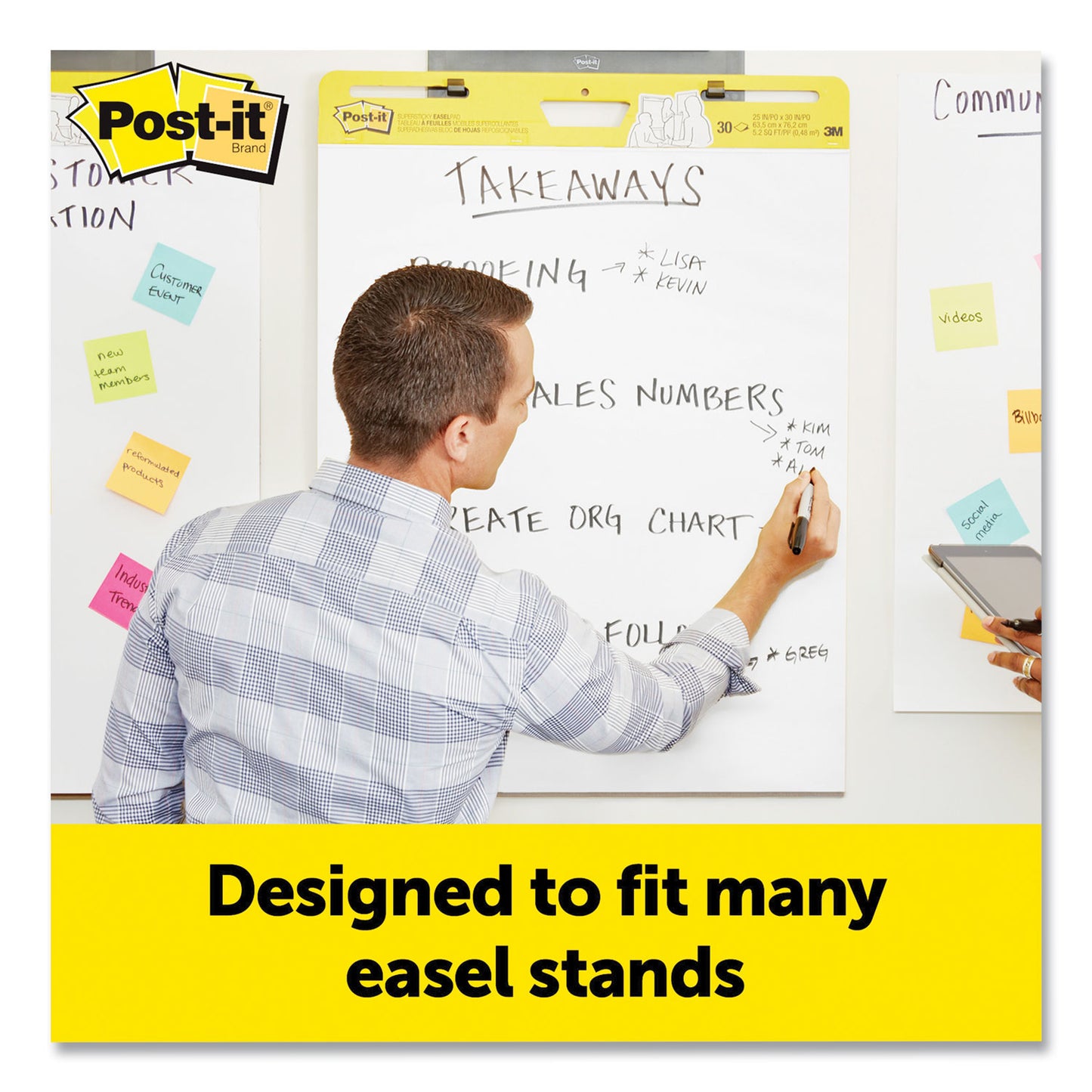 Post-it® Easel Pads Super Sticky Vertical-Orientation Self-Stick Easel Pads, Unruled, (30) White 25 x 30 Sheets, 8/Pack (MMM559VAD8PK)