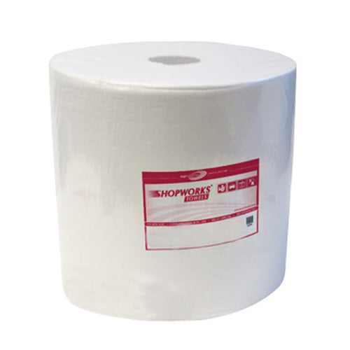 ShopWorks® W800 Wipers, Hydroknit, White, 12x13, Premium Duty, 475/roll, 1 Roll (HOS644025BG)