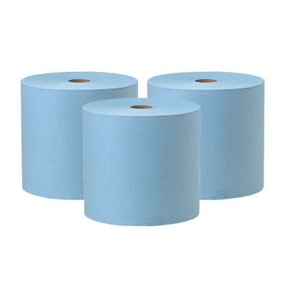 ShopWorks® W800 Wipers, Hydroknit, Blue, 12x12, Premium Duty, Roll, 475/Roll, 3 Rolls/Case (HOS644043-3)