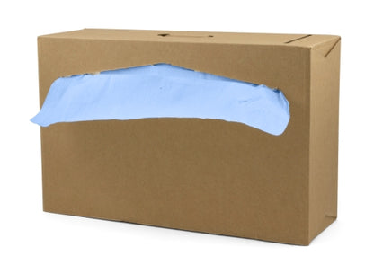 ShopWorks® Prematex® Wipers, Sontara, Blue, 12.75"x14.4", Heavy Duty, Creped, Pop-N-Wipe® Interfold, 150/Box, Case of 8 Boxes (HOS644405-8)