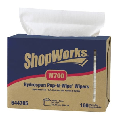 ShopWorks® W700 Wipers, Hydroknit, White, 8.25"x16.70", Heavy Duty, Interfold, Case of 1000 (HOS644705)