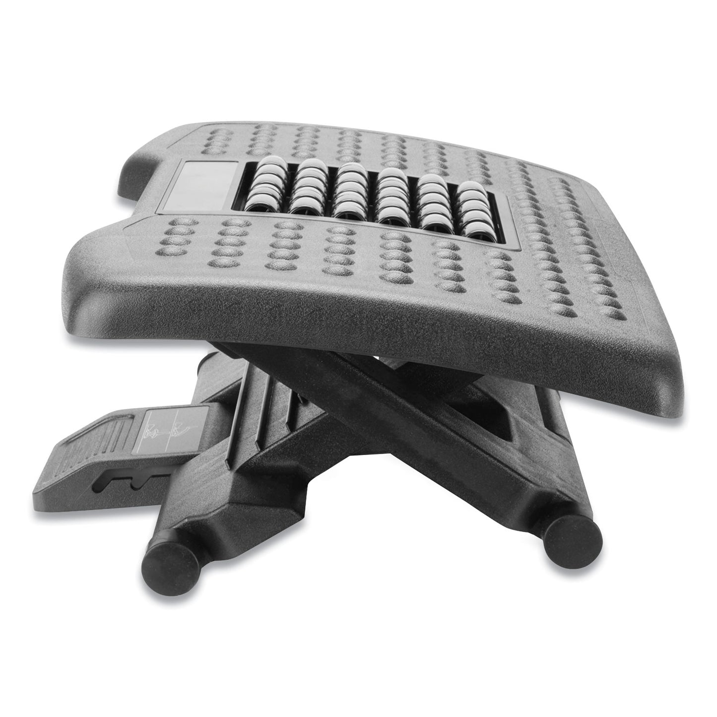 Mind Reader Adjustable Height Footrest with Rollers for Massage, 18w x 14d x 4.25h, Black (EMSFTROLLBLK)