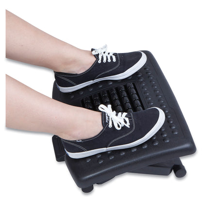 Mind Reader Adjustable Height Footrest with Rollers for Massage, 18w x 14d x 4.25h, Black (EMSFTROLLBLK)