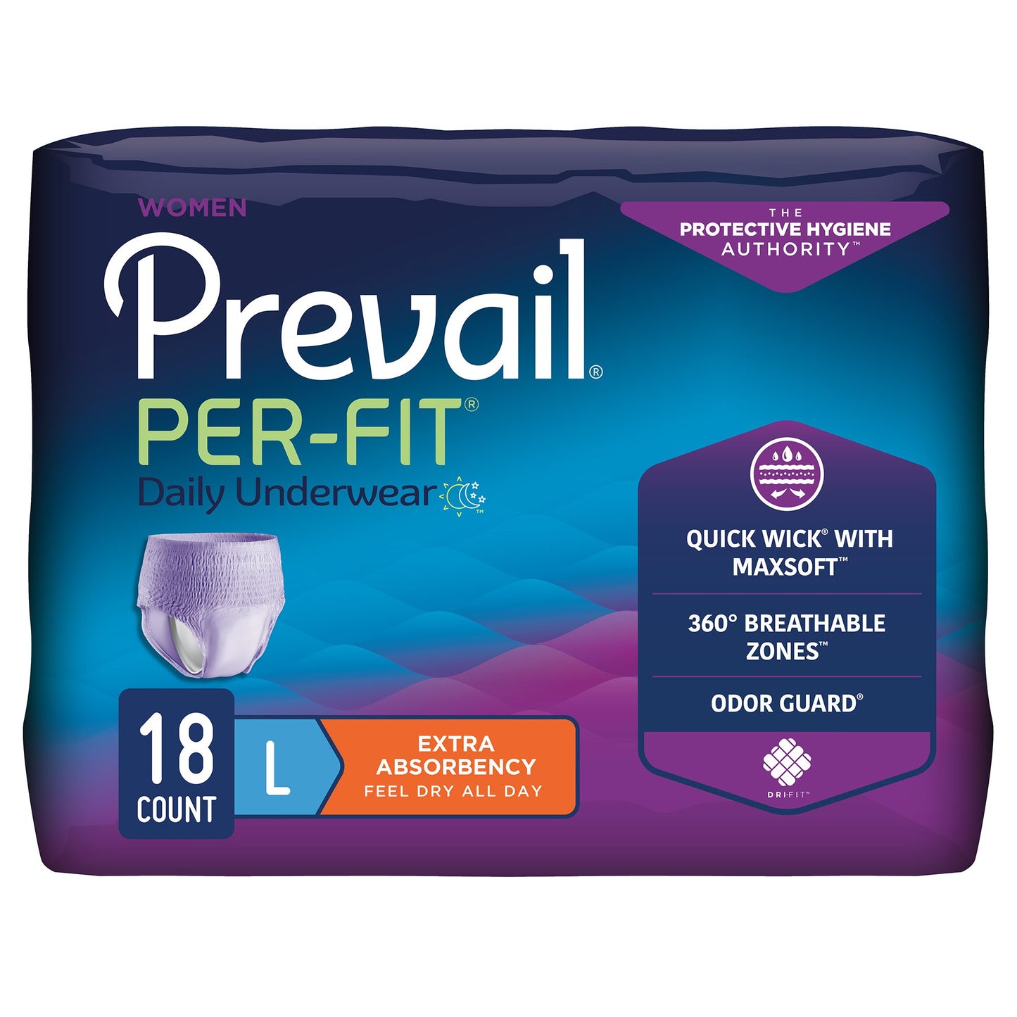 Prevail® Per-Fit® Female Adult Absorbent Underwear Pull On with Tear Away Seams Large Disposable Moderate Absorbency (1083189_BG)
