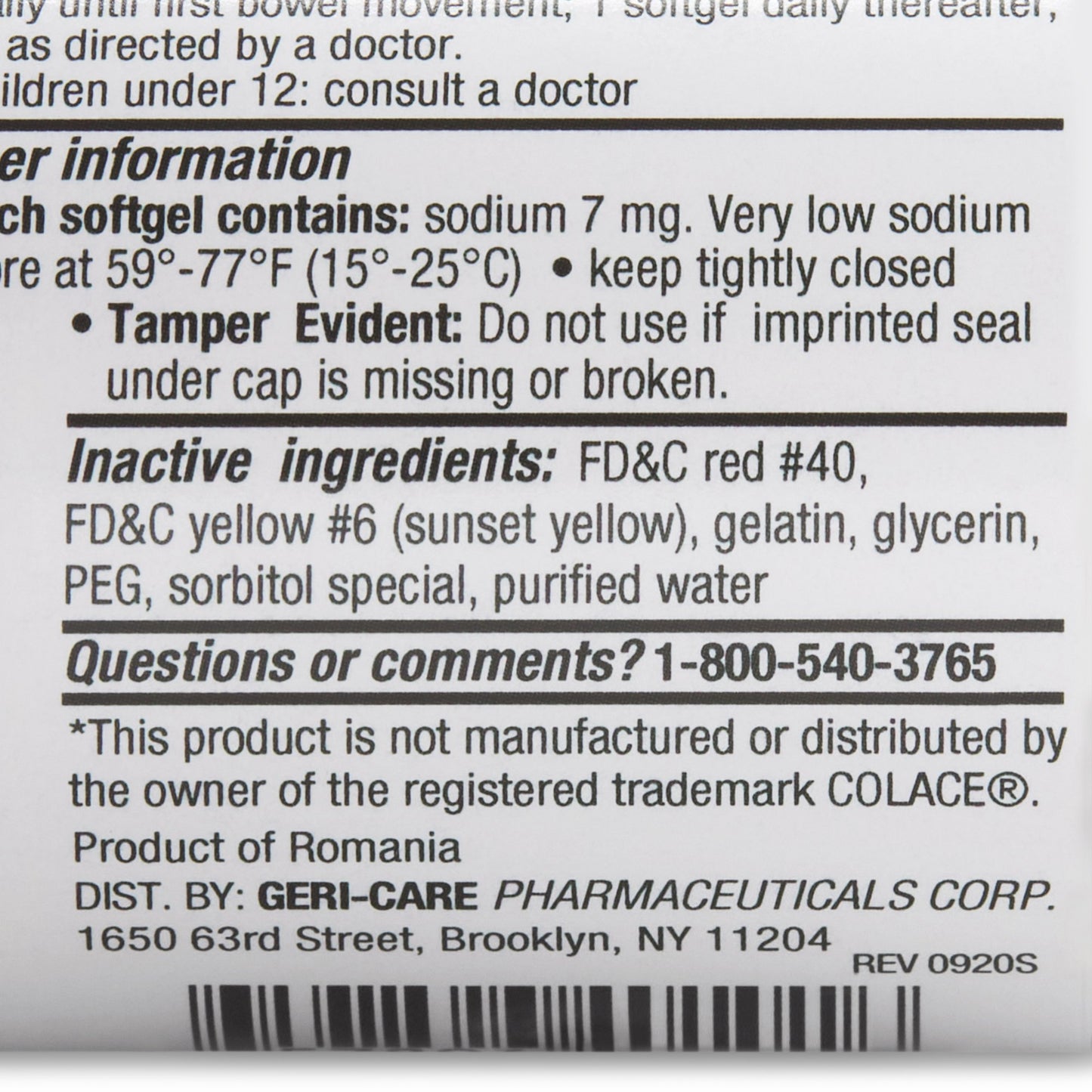Geri-Care® Stool Softener Softgel 100 per Bottle 100 mg Strength Docusate Sodium (1194188_BT)