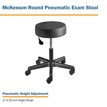 McKesson Exam Stool Backless Pneumatic Height Adjustment 5 Casters Black (566998_EA)