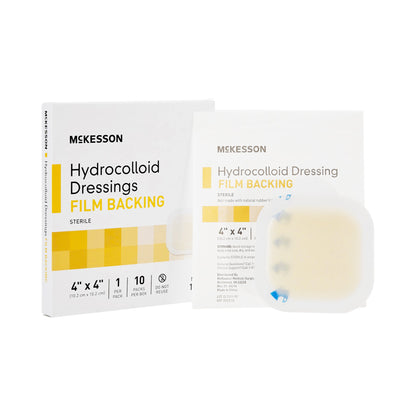 McKesson Hydrocolloid Dressing Waterproof Film Backing 4 X 4 Inch Square Hydrocolloid / Film (882992_CS)
