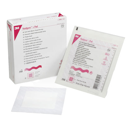 3M™ Medipore™ Adhesive Dressing 6 X 6 Inch Soft Cloth Square White Sterile (378957_EA)