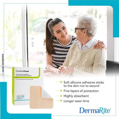 ComfortFoam™ Foam Dressing 8 X 8 Inch Without Border Film Backing Silicone Face Square Sterile (946536_BX)