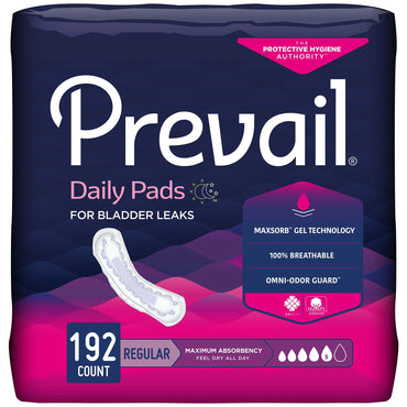 Prevail® Daily Pads Bladder Control Pad 11 Inch Length Heavy Absorbency Polymer Core One Size Fits Most (810355_CS)