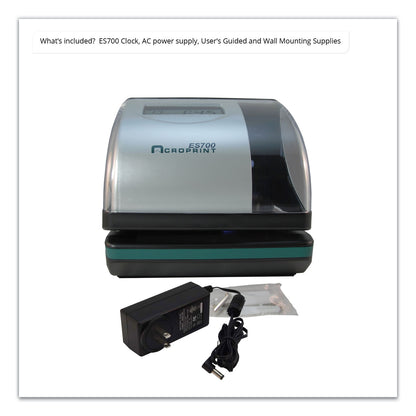 Acroprint® ES700 Atomic Electronic Time Recorder and Document Stamp, Digital Display, Black/Silver (ACP010182000)