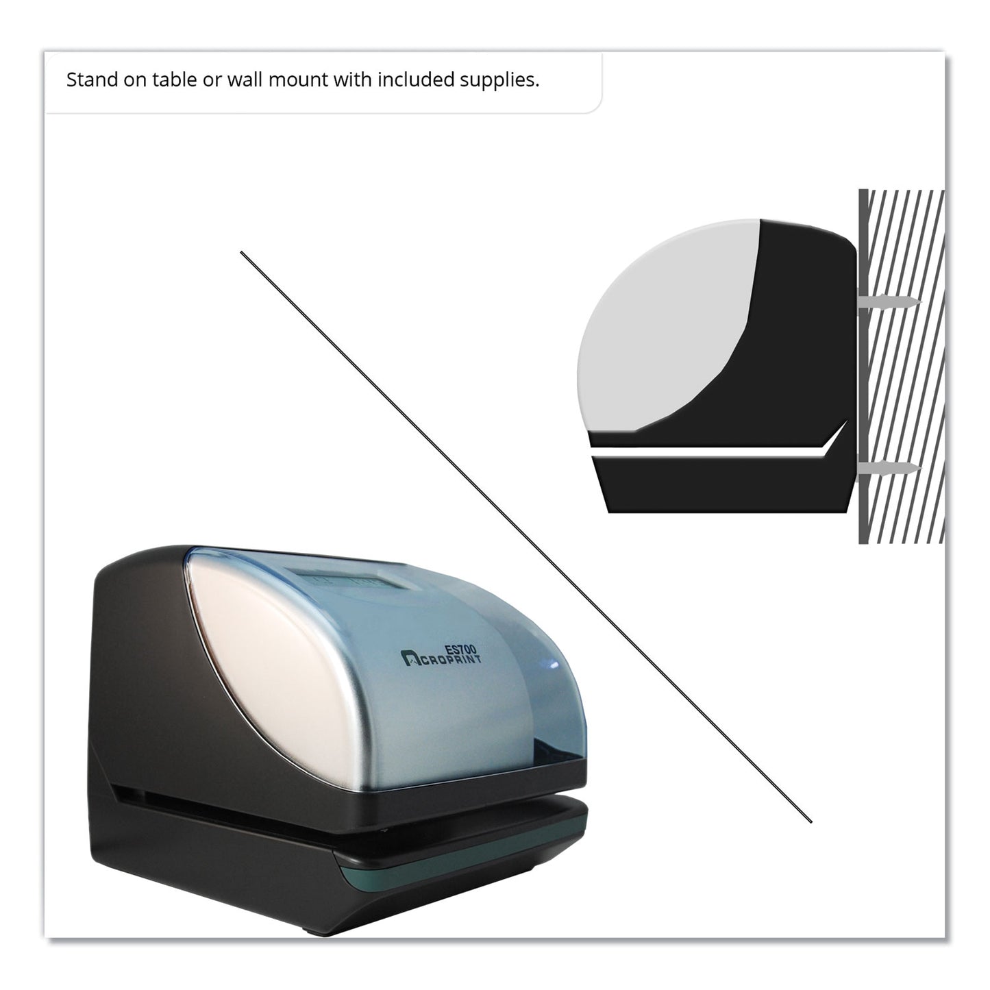 Acroprint® ES700 Atomic Electronic Time Recorder and Document Stamp, Digital Display, Black/Silver (ACP010182000)