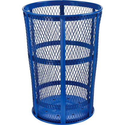 Global Industrial Outdoor Steel Mesh Corrosion Resistant Trash Can, 48 Gallon, Blue (WB237634BL)