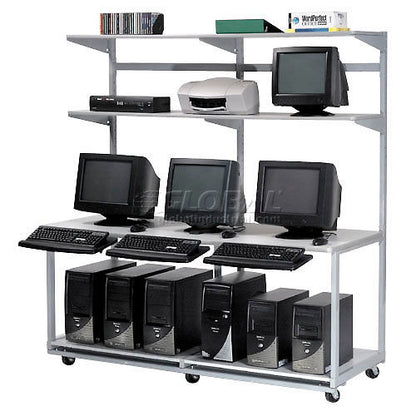 Global Industrial 72" Computer LAN Workstation, 72"W x 30"D x 74"H, Gray, Unassembled (WB651319)