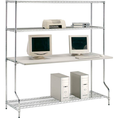 Nexel 4-Shelf Wire Computer LAN Workstation, 60"W x 30"D x 74"H, Chrome (WB651329)