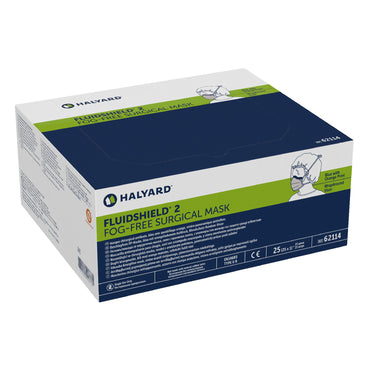 FluidShield Surgical Mask with Eye Shield Anti-fog Foam ASTM F2100-11 Level 2 Tie Closure One Size Fits Most (199537_CS)