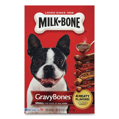 Milk-Bone® Small Sized GravyBones Dog Biscuits, Bacon; Beef; Chicken; Liver, 19 oz Box (SMU94203)