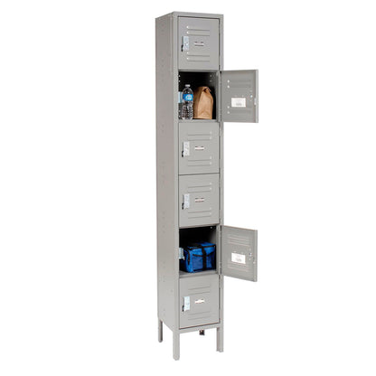 Global Industrial Capital 6-Tier 6 Door Box Locker, 12"W x 12"D x 78"H, Gray,Unassembled (WB652054GY)