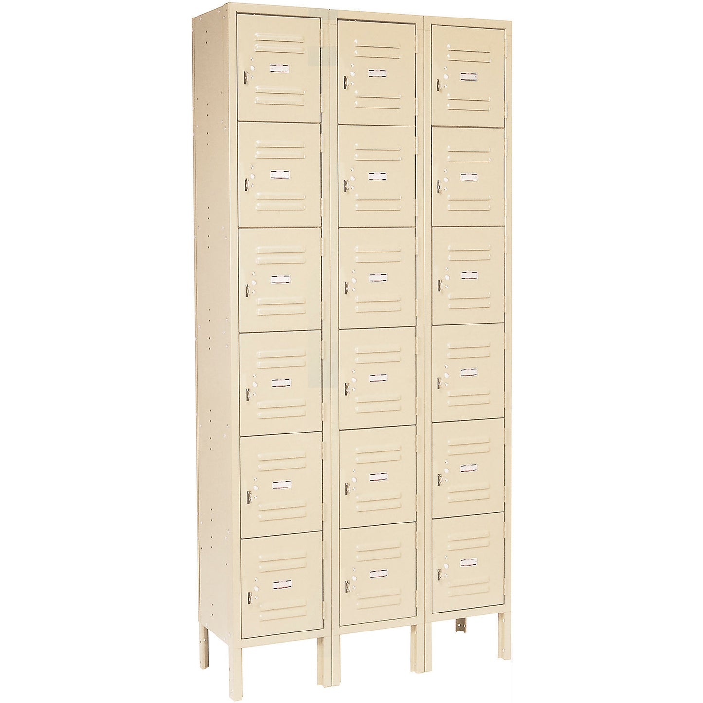 Global Industrial Capital 6-Tier 18 Door Box Locker, 36"W x 18"D x 78"H, Tan, Assembled (WB269693TN)