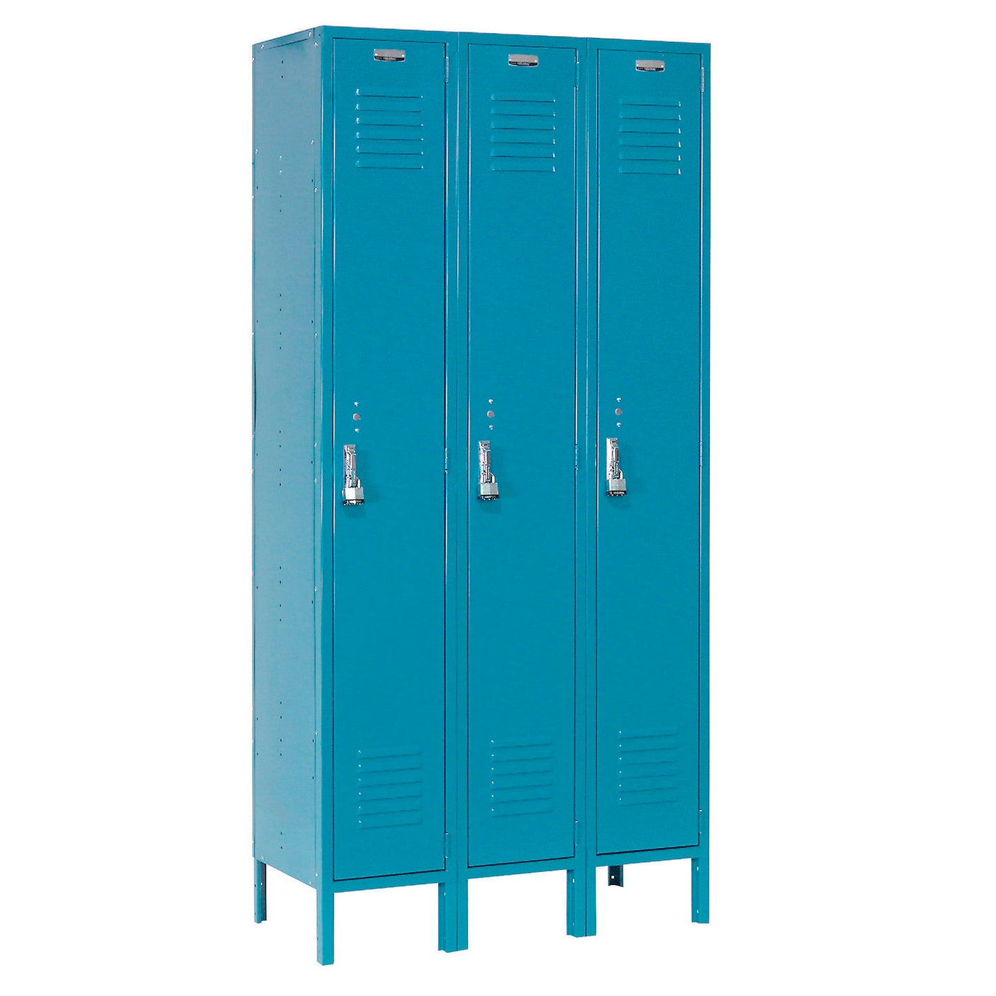 Global Industrial Paramount 1-Tier 3 Door Locker, 45"W x 18"D x 78"H, Blue, Assembled (WB652173BL)