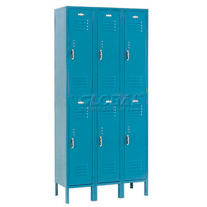 Global Industrial Paramount 2-Tier 6 Door Locker, 36"W x 18"D x 78"H, Blue, Assembled (WB652179BL)