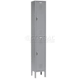 Global Industrial Paramount 2-Tier 2 Door Locker, 12"W x 18"D x 78"H, Gray, Assembled (WB652178GY)