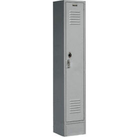 Global Industrial Paramount 1-Tier 1 Door Locker, 15"W x 18"D x 78"H, Gray, Unassembled (WB652072GY)