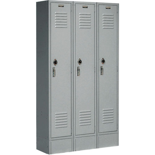 Global Industrial Paramount 1-Tier 3 Door Locker, 45"W x 18"D x 78"H, Gray, Assembled (WB652173GY)
