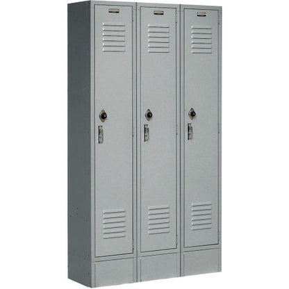 Global Industrial Paramount 1-Tier 3 Door Locker, 36"W x 12"D x 66"H, Gray, Unassembled (WB652061GY)