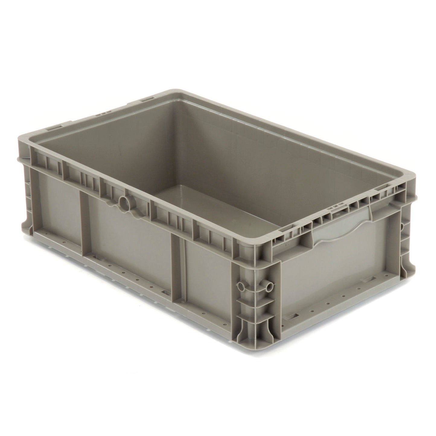Global Industrial Stackable Straight Wall Container, Solid, 24"L x 15"W x 7-1/2"H, Gray (WB652745)