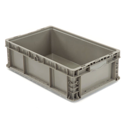 Global Industrial Stackable Straight Wall Container, Solid, 24"L x 15"W x 7-1/2"H, Gray (WB652745)